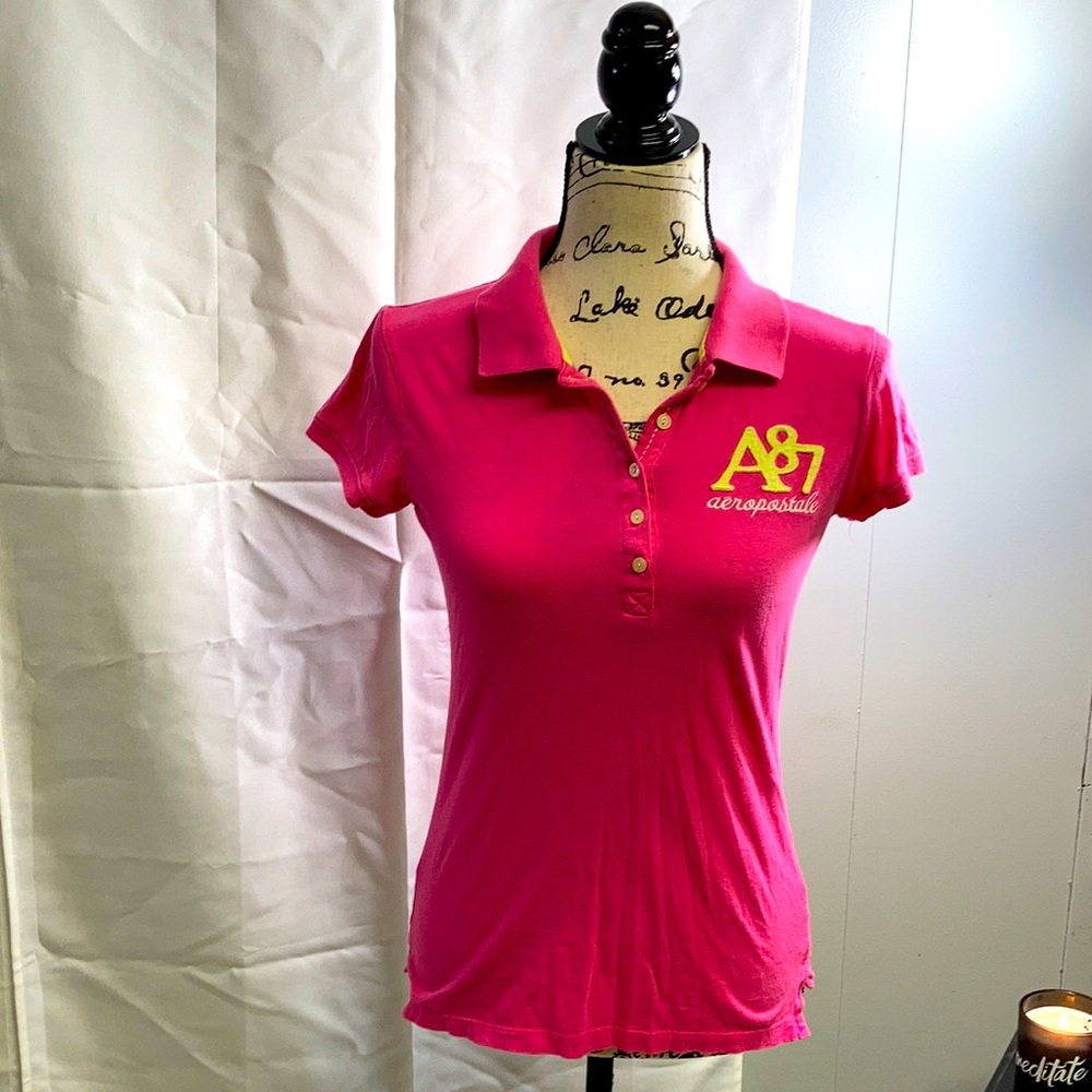aeropostale bright pink polo shirt